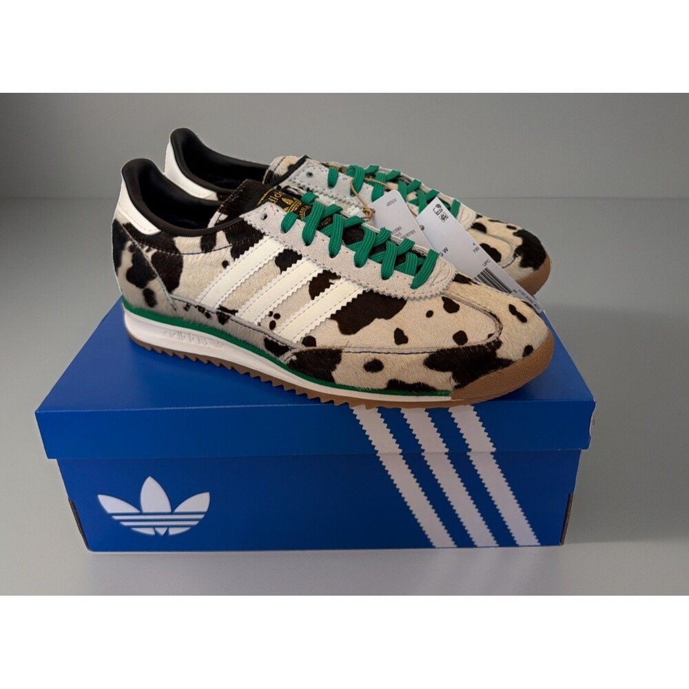 NIB Womens Adidas SL 72 OG Cow Print Fur Trainers Sz 5.5